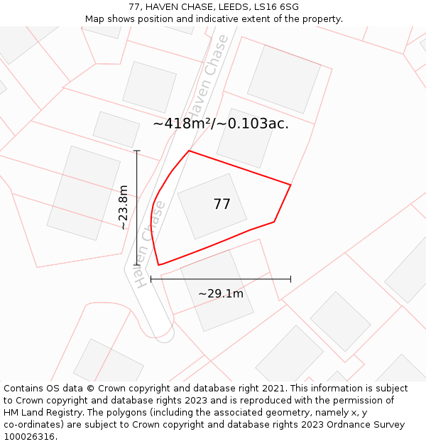 77, HAVEN CHASE, LEEDS, LS16 6SG: Plot and title map