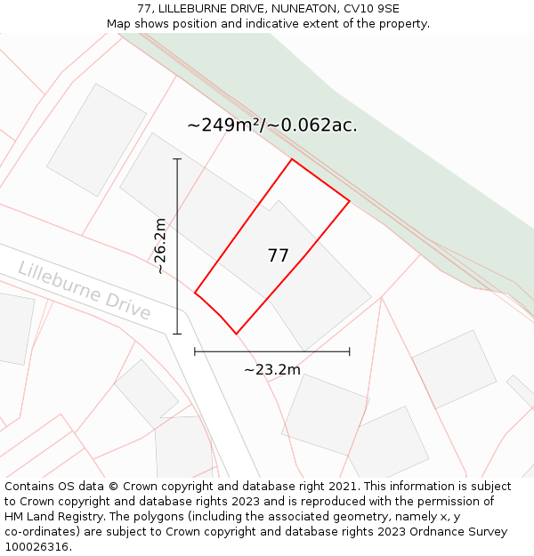 77, LILLEBURNE DRIVE, NUNEATON, CV10 9SE: Plot and title map