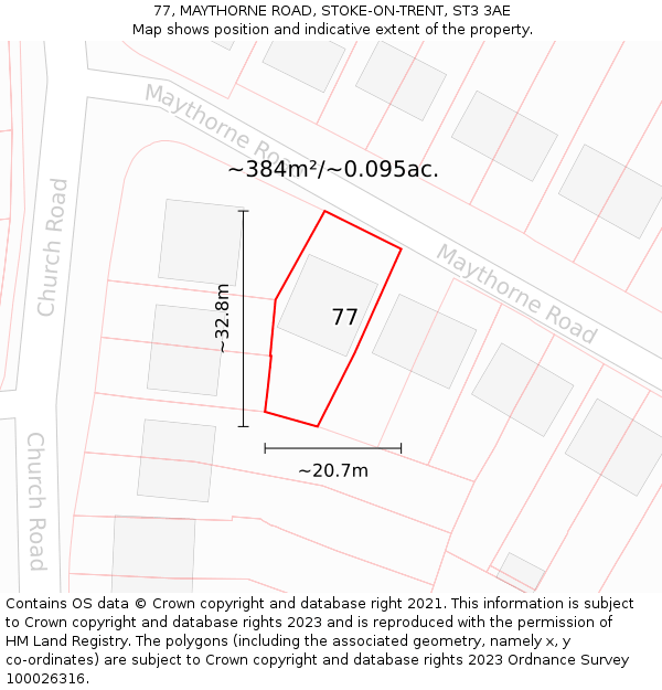77, MAYTHORNE ROAD, STOKE-ON-TRENT, ST3 3AE: Plot and title map