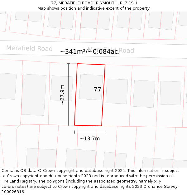 77, MERAFIELD ROAD, PLYMOUTH, PL7 1SH: Plot and title map
