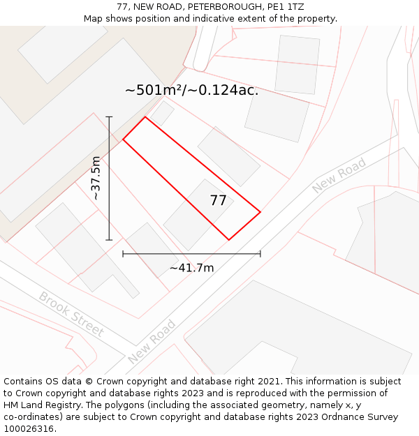 77, NEW ROAD, PETERBOROUGH, PE1 1TZ: Plot and title map