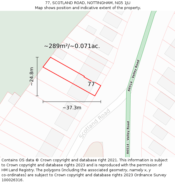 77, SCOTLAND ROAD, NOTTINGHAM, NG5 1JU: Plot and title map