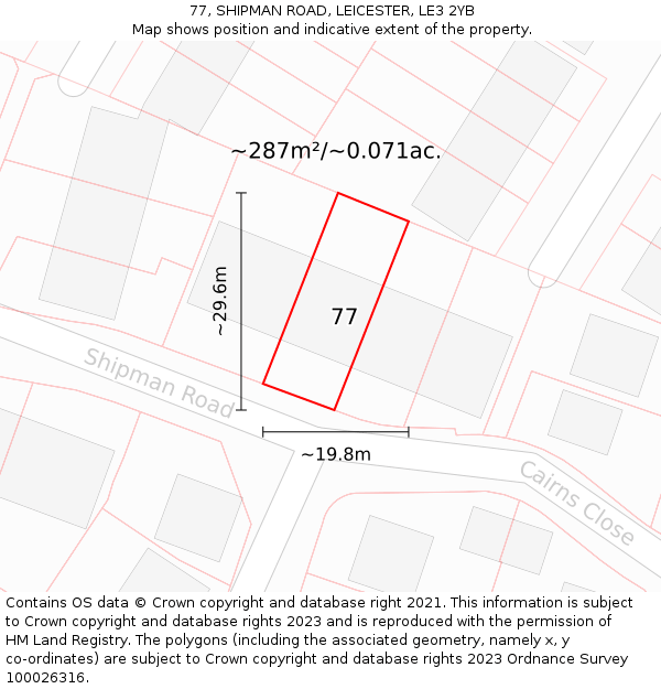 77, SHIPMAN ROAD, LEICESTER, LE3 2YB: Plot and title map