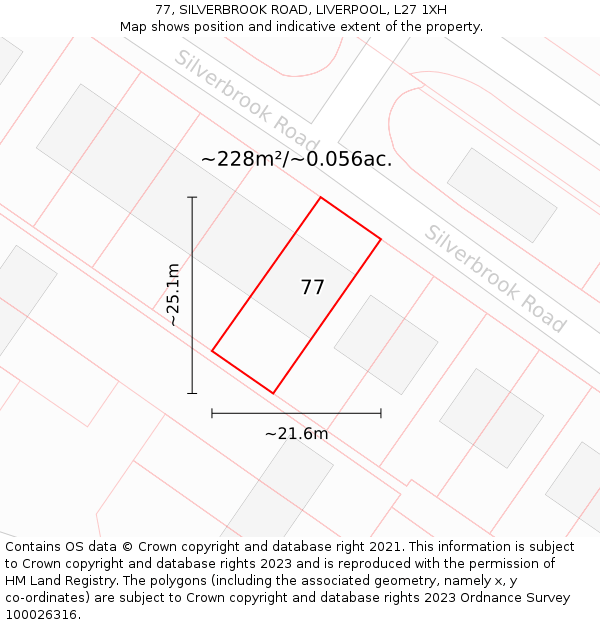 77, SILVERBROOK ROAD, LIVERPOOL, L27 1XH: Plot and title map