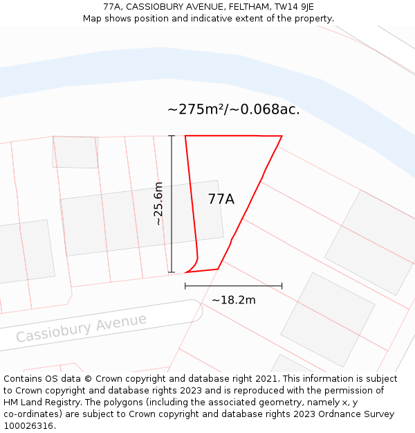 77A, CASSIOBURY AVENUE, FELTHAM, TW14 9JE: Plot and title map