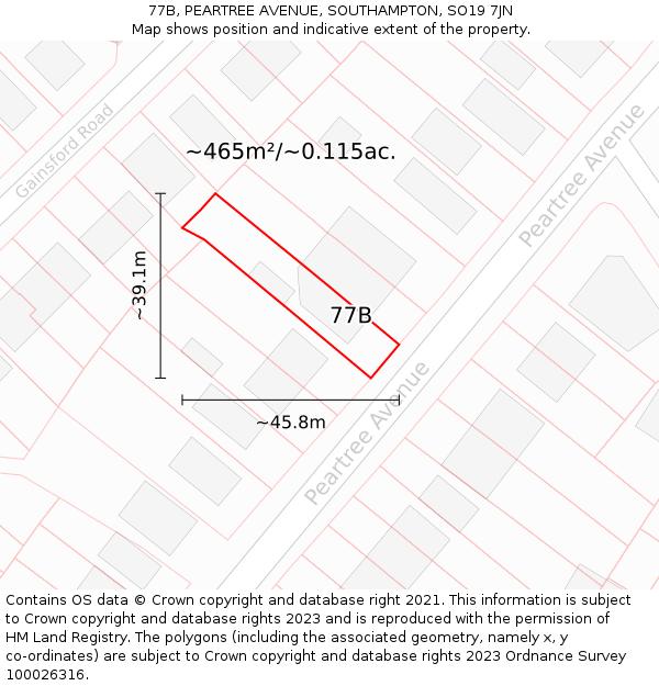 77B, PEARTREE AVENUE, SOUTHAMPTON, SO19 7JN: Plot and title map