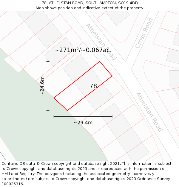 78, ATHELSTAN ROAD, SOUTHAMPTON, SO19 4DD: Plot and title map