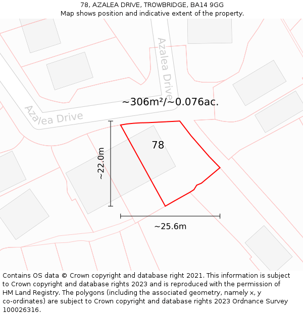 78, AZALEA DRIVE, TROWBRIDGE, BA14 9GG: Plot and title map