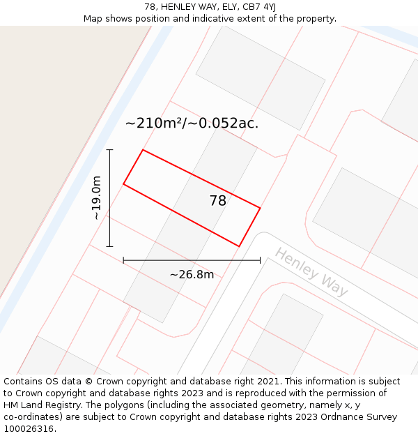 78, HENLEY WAY, ELY, CB7 4YJ: Plot and title map