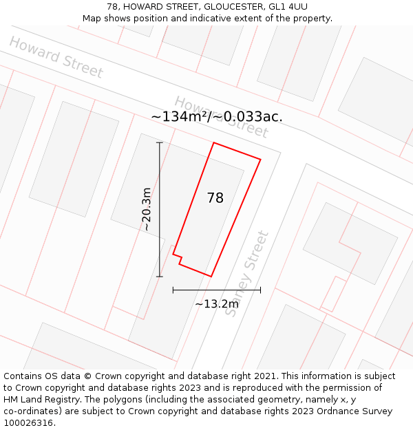 78, HOWARD STREET, GLOUCESTER, GL1 4UU: Plot and title map