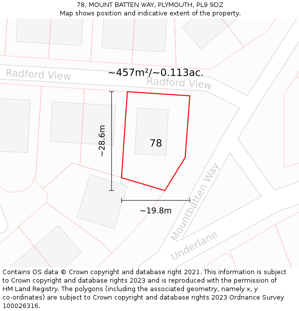 78, MOUNT BATTEN WAY, PLYMOUTH, PL9 9DZ: Plot and title map