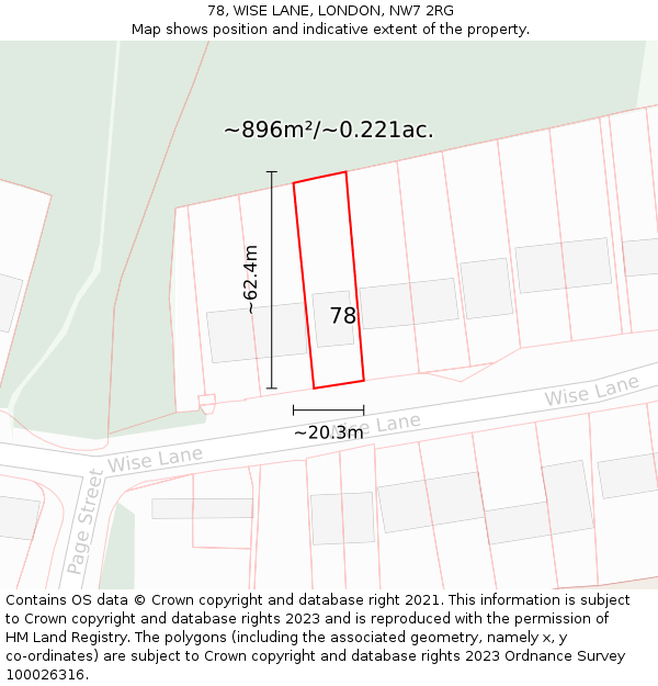 78, WISE LANE, LONDON, NW7 2RG: Plot and title map