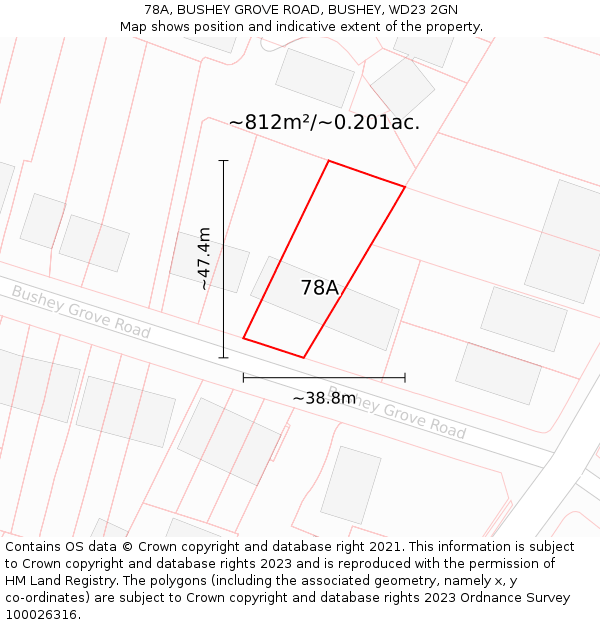 78A, BUSHEY GROVE ROAD, BUSHEY, WD23 2GN: Plot and title map