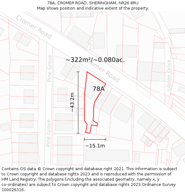 78A, CROMER ROAD, SHERINGHAM, NR26 8RU: Plot and title map