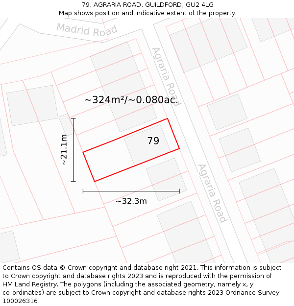 79, AGRARIA ROAD, GUILDFORD, GU2 4LG: Plot and title map