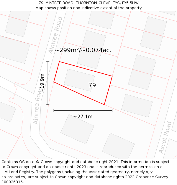 79, AINTREE ROAD, THORNTON-CLEVELEYS, FY5 5HW: Plot and title map