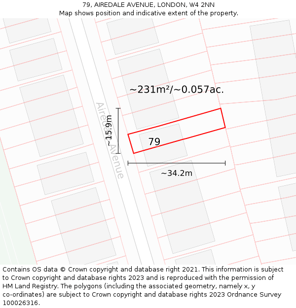 79, AIREDALE AVENUE, LONDON, W4 2NN: Plot and title map