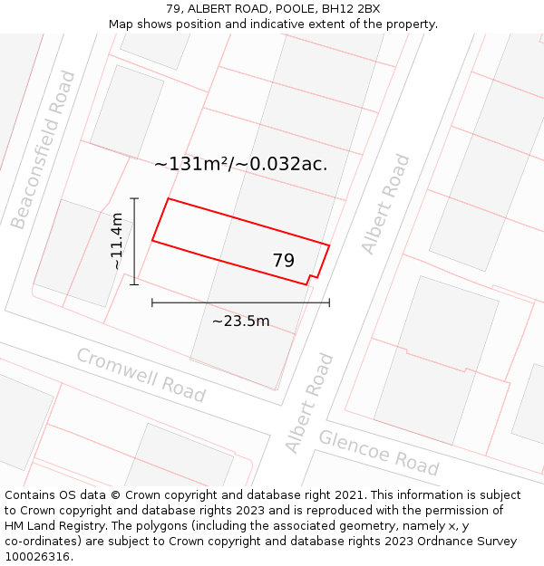 79, ALBERT ROAD, POOLE, BH12 2BX: Plot and title map