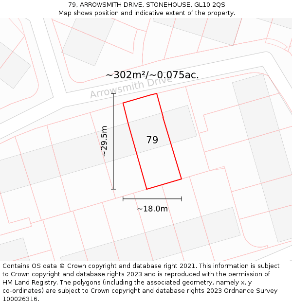 79, ARROWSMITH DRIVE, STONEHOUSE, GL10 2QS: Plot and title map