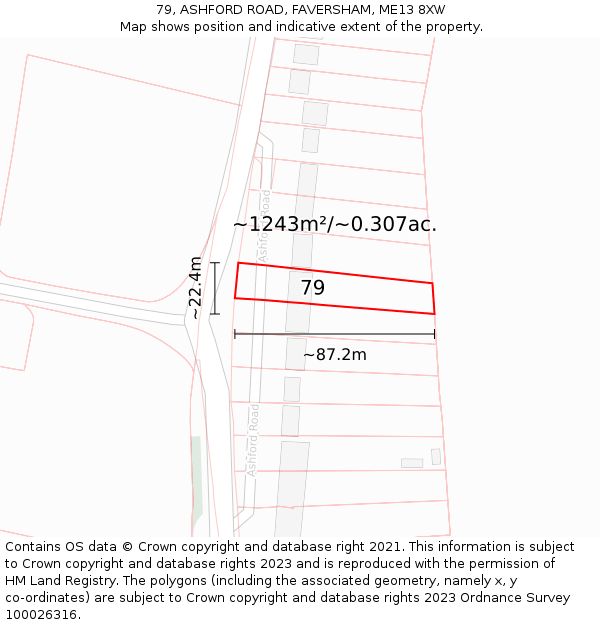 79, ASHFORD ROAD, FAVERSHAM, ME13 8XW: Plot and title map