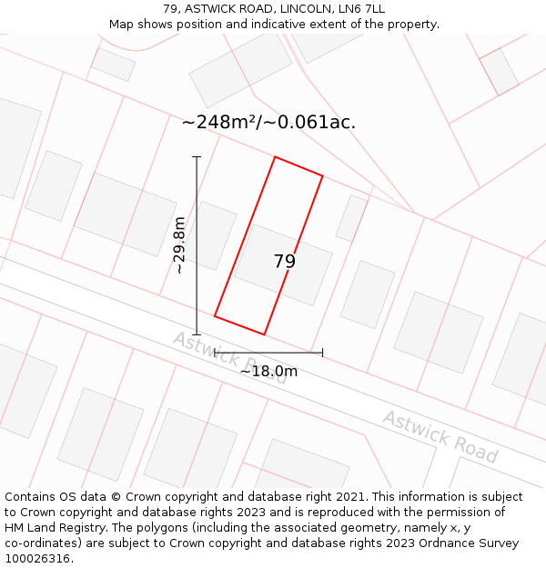 79, ASTWICK ROAD, LINCOLN, LN6 7LL: Plot and title map