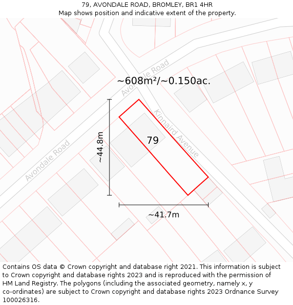 79, AVONDALE ROAD, BROMLEY, BR1 4HR: Plot and title map