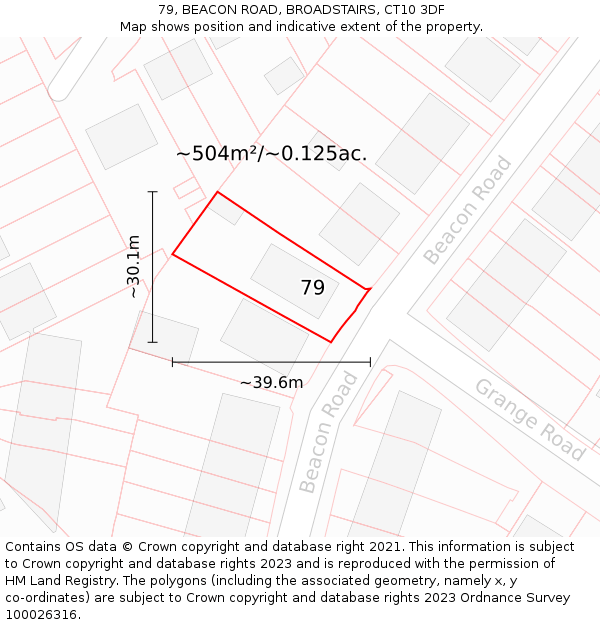 79, BEACON ROAD, BROADSTAIRS, CT10 3DF: Plot and title map