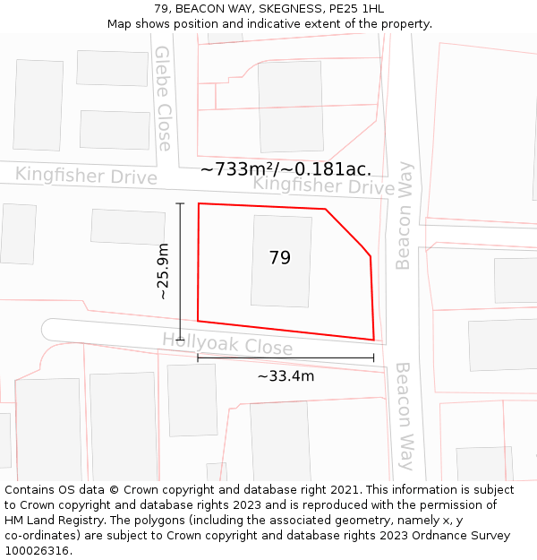 79, BEACON WAY, SKEGNESS, PE25 1HL: Plot and title map