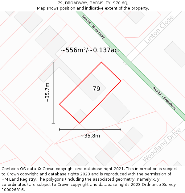 79, BROADWAY, BARNSLEY, S70 6QJ: Plot and title map