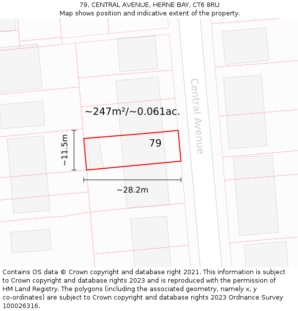 79, CENTRAL AVENUE, HERNE BAY, CT6 8RU: Plot and title map