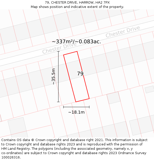 79, CHESTER DRIVE, HARROW, HA2 7PX: Plot and title map
