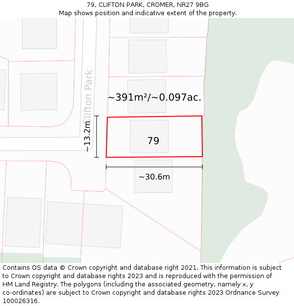 79, CLIFTON PARK, CROMER, NR27 9BG: Plot and title map