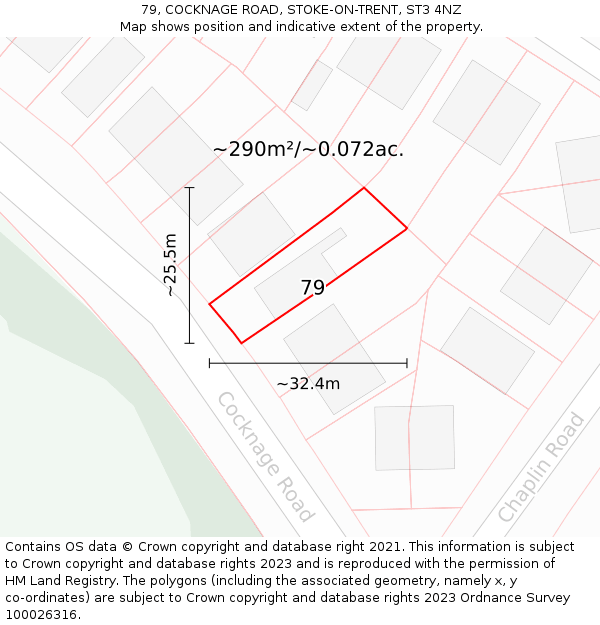 79, COCKNAGE ROAD, STOKE-ON-TRENT, ST3 4NZ: Plot and title map