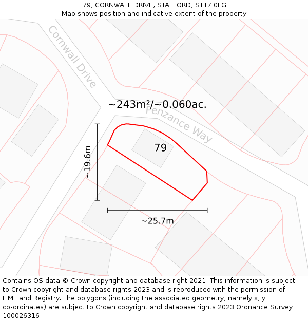 79, CORNWALL DRIVE, STAFFORD, ST17 0FG: Plot and title map