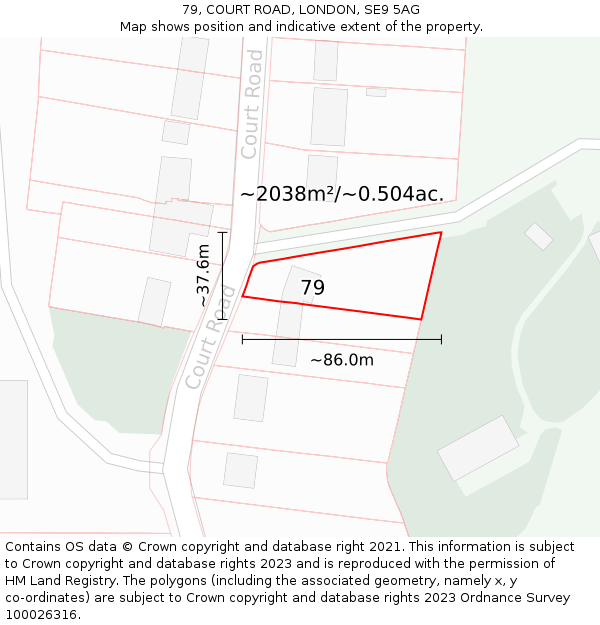 79, COURT ROAD, LONDON, SE9 5AG: Plot and title map