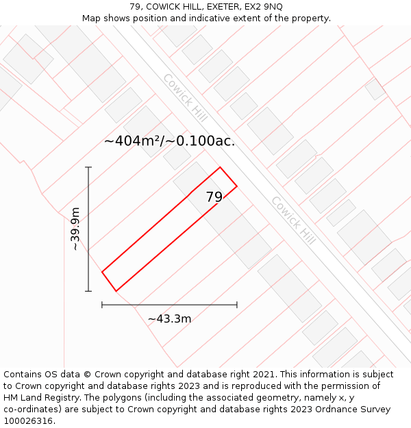 79, COWICK HILL, EXETER, EX2 9NQ: Plot and title map