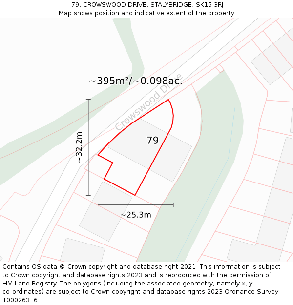 79, CROWSWOOD DRIVE, STALYBRIDGE, SK15 3RJ: Plot and title map