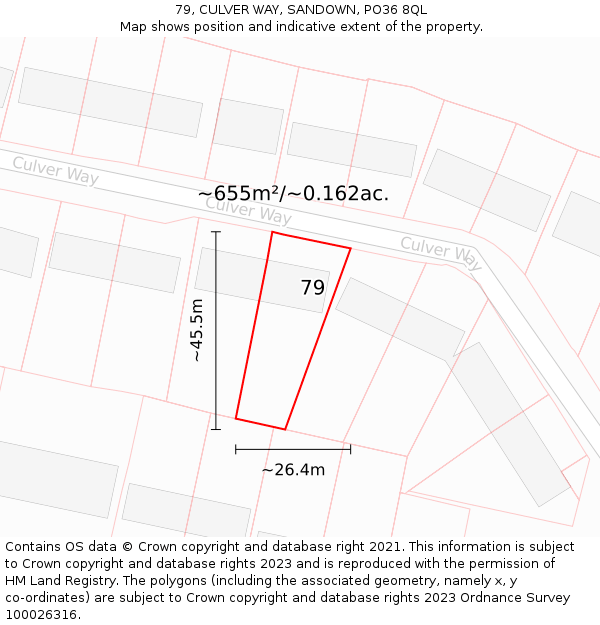 79, CULVER WAY, SANDOWN, PO36 8QL: Plot and title map