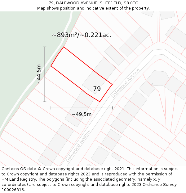 79, DALEWOOD AVENUE, SHEFFIELD, S8 0EG: Plot and title map