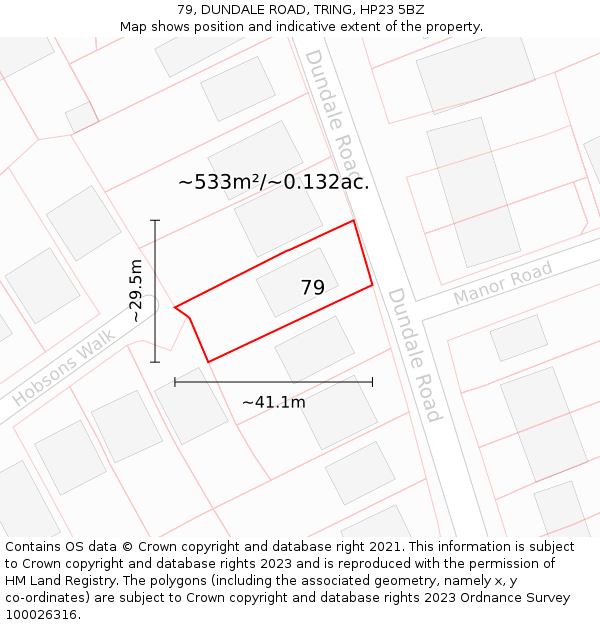 79, DUNDALE ROAD, TRING, HP23 5BZ: Plot and title map