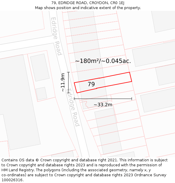 79, EDRIDGE ROAD, CROYDON, CR0 1EJ: Plot and title map