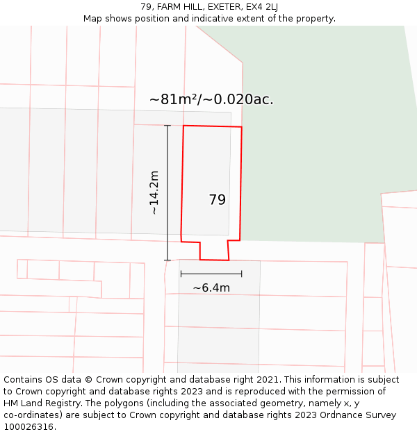 79, FARM HILL, EXETER, EX4 2LJ: Plot and title map