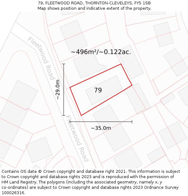 79, FLEETWOOD ROAD, THORNTON-CLEVELEYS, FY5 1SB: Plot and title map