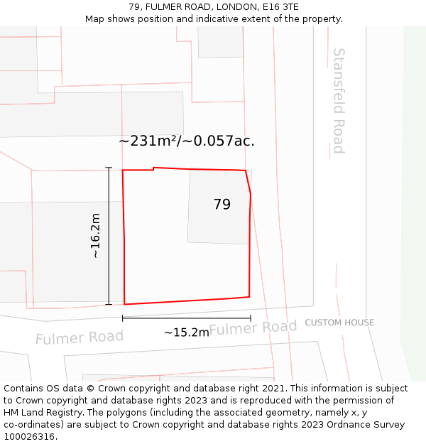 79, FULMER ROAD, LONDON, E16 3TE: Plot and title map