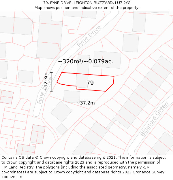 79, FYNE DRIVE, LEIGHTON BUZZARD, LU7 2YG: Plot and title map