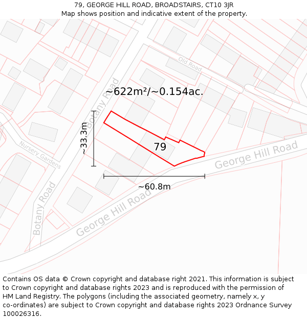 79, GEORGE HILL ROAD, BROADSTAIRS, CT10 3JR: Plot and title map