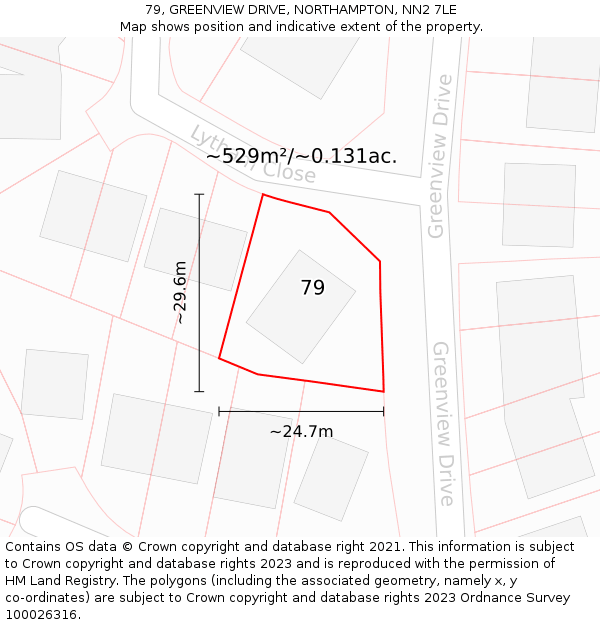 79, GREENVIEW DRIVE, NORTHAMPTON, NN2 7LE: Plot and title map