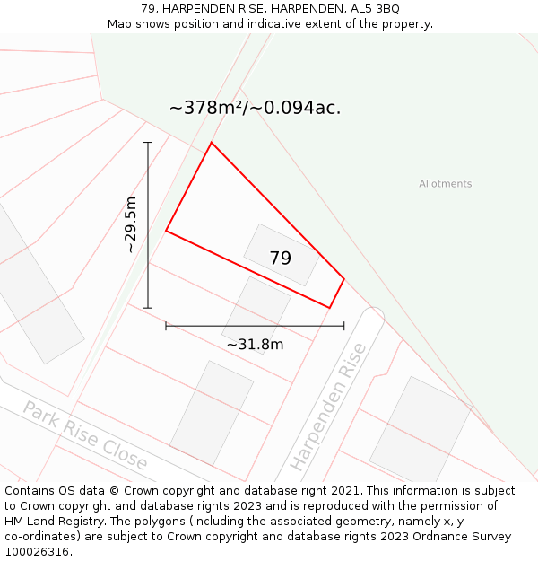 79, HARPENDEN RISE, HARPENDEN, AL5 3BQ: Plot and title map