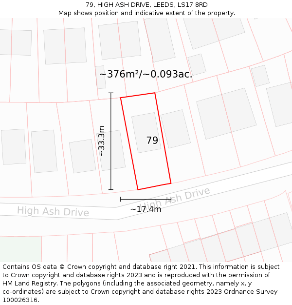 79, HIGH ASH DRIVE, LEEDS, LS17 8RD: Plot and title map