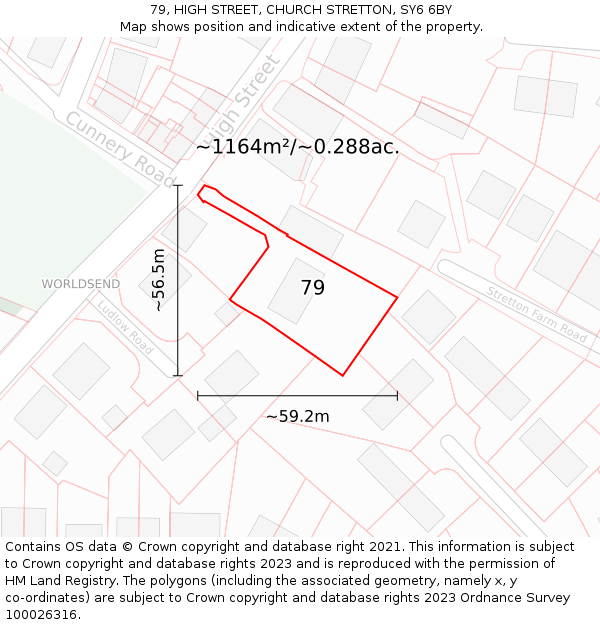 79, HIGH STREET, CHURCH STRETTON, SY6 6BY: Plot and title map